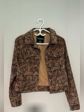 Gentle Fawn Brown Floral Corduroy Cropped Jacket